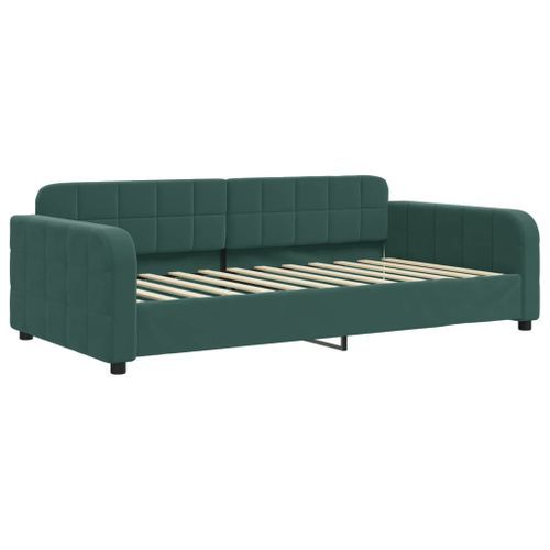 Lit de jour avec matelas vert foncé 100x200 cm velours - Photo n°3; ?>