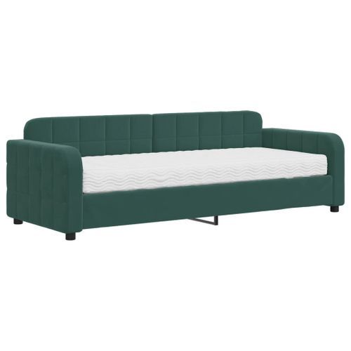 Lit de jour avec matelas vert foncé 80x200 cm velours - Photo n°2; ?>