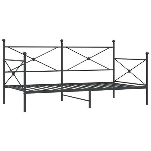 Lit de jour sans matelas noir 100x190 cm acier - Photo n°2; ?>