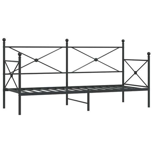 Lit de jour sans matelas noir 75x190 cm acier - Photo n°2; ?>