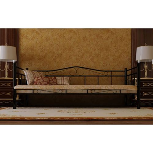 Lit de repos avec matelas Noir Métal 90 x 200 cm - Photo n°3; ?>