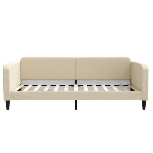 Lit de repos crème 100x200 cm tissu - Photo n°3; ?>