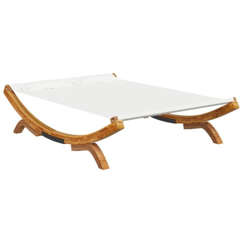 Lit de repos extérieur 165x188,5x46 cm Bois courbé massif Crème - Photo n°2; ?>