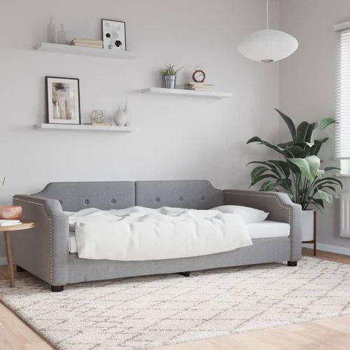 Lit de repos gris clair 80x200 cm tissu - Photo n°2; ?>