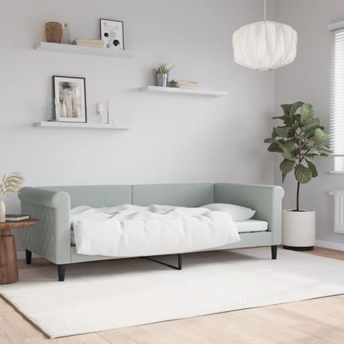 Lit de repos gris clair 90x190 cm velours - Photo n°2; ?>