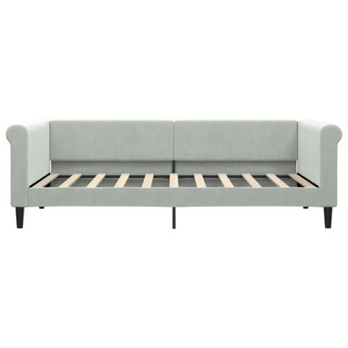 Lit de repos gris clair 90x190 cm velours - Photo n°3; ?>