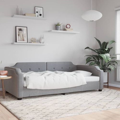 Lit de repos gris clair 90x200 cm Tissu - Photo n°2; ?>