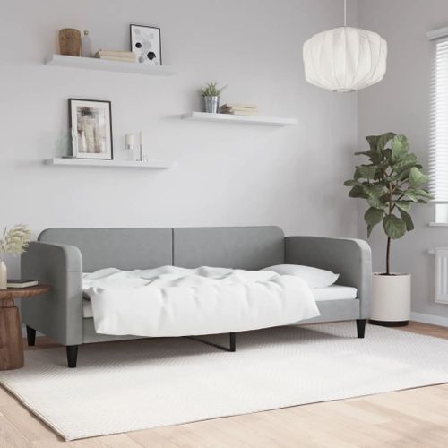 Lit de repos gris clair 90x200 cm Tissu - Photo n°2; ?>