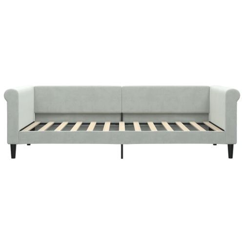 Lit de repos gris clair 90x200 cm velours - Photo n°3; ?>