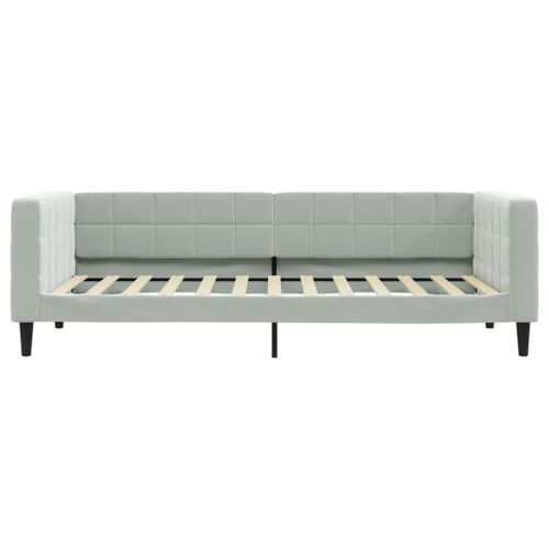 Lit de repos gris clair 90x200 cm velours - Photo n°3; ?>