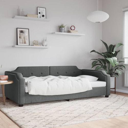 Lit de repos gris foncé 100x200 cm tissu - Photo n°2; ?>