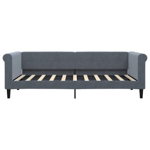 Lit de repos gris foncé 90x190 cm velours - Photo n°3; ?>