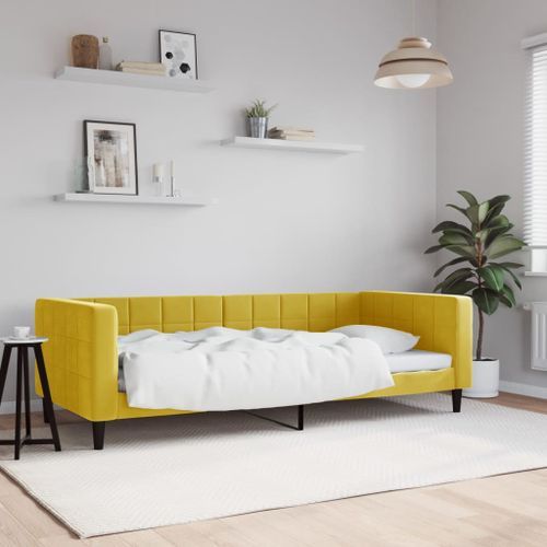 Lit de repos jaune 90x200 cm velours - Photo n°2; ?>