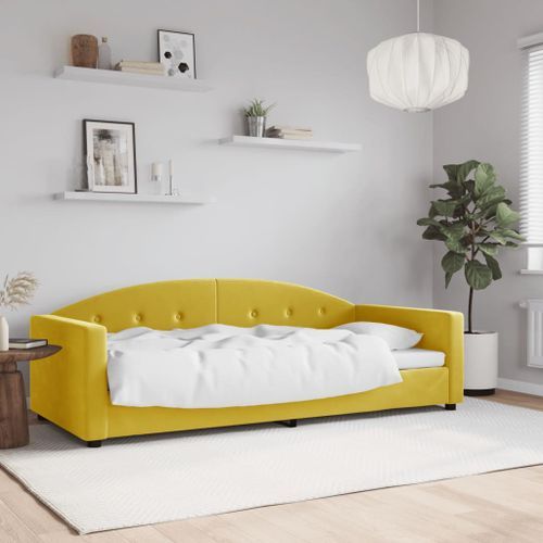 Lit de repos jaune 90x200 cm velours - Photo n°2; ?>