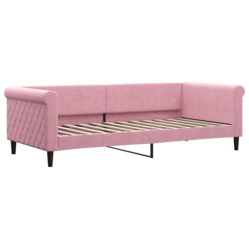 Lit de repos rose 90x200 cm velours - Photo n°2; ?>