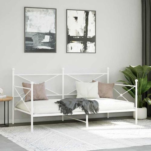 Lit de repos sans matelas blanc 100x200 cm acier - Photo n°3; ?>