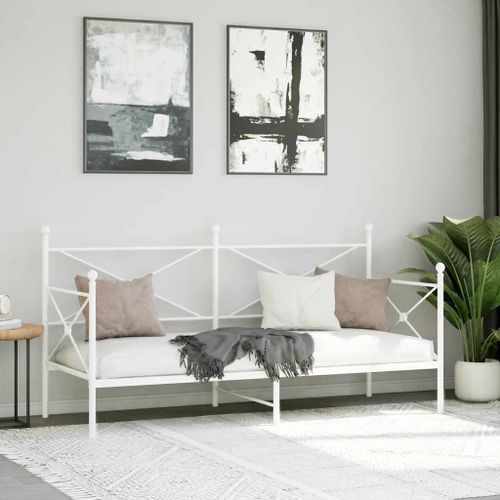 Lit de repos sans matelas blanc 80x200 cm acier - Photo n°3; ?>