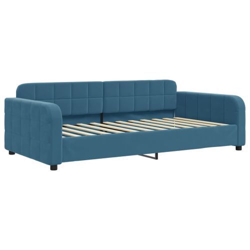 Lit de repos sans matelas bleu 100x200 cm velours - Photo n°2; ?>