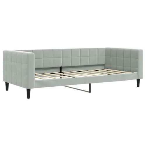 Lit de repos sans matelas gris clair 90x190 cm velours - Photo n°2; ?>