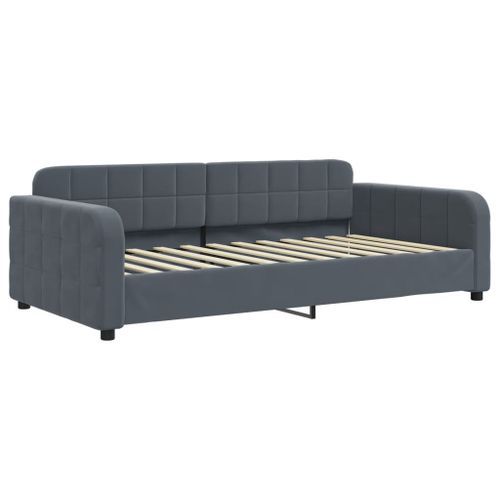 Lit de repos sans matelas gris foncé 100x200 cm velours - Photo n°2; ?>