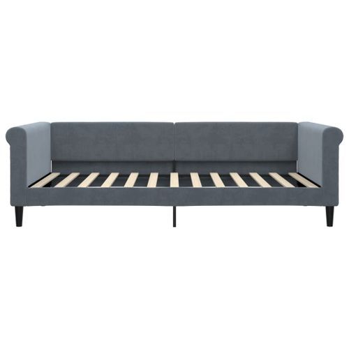 Lit de repos sans matelas gris foncé 100x200 cm velours - Photo n°3; ?>