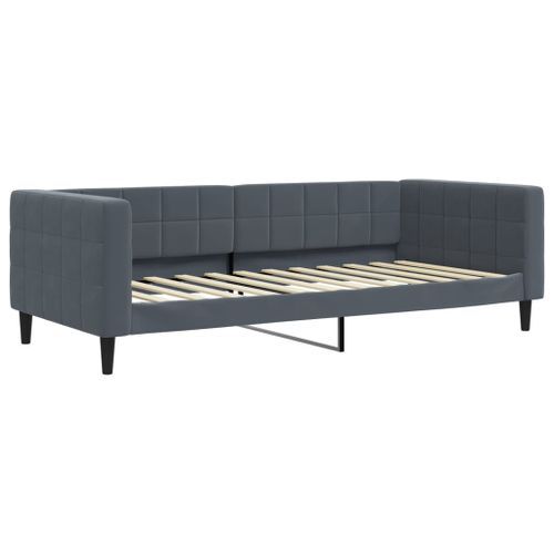 Lit de repos sans matelas gris foncé 90x200 cm velours - Photo n°2; ?>