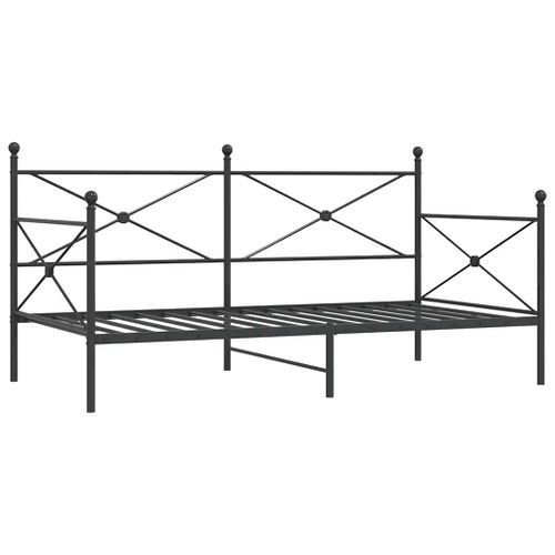 Lit de repos sans matelas noir 100x200 cm acier - Photo n°2; ?>