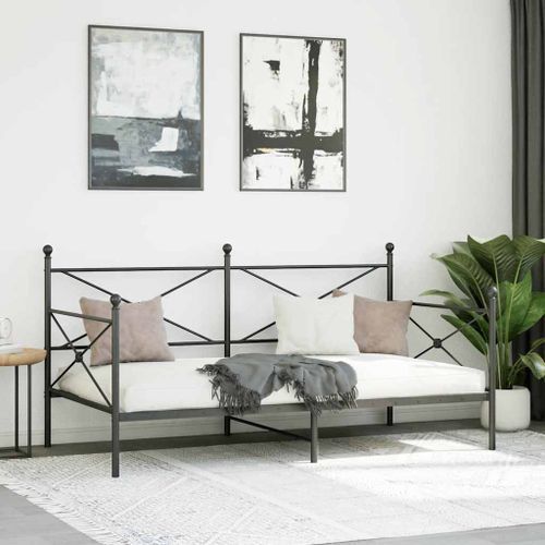 Lit de repos sans matelas noir 100x200 cm acier - Photo n°3; ?>