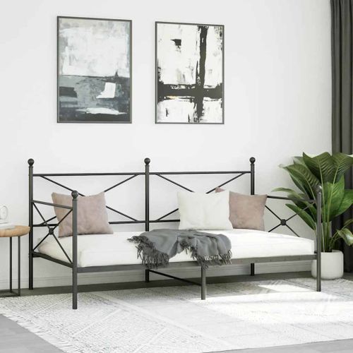 Lit de repos sans matelas noir 107x203 cm acier - Photo n°3; ?>