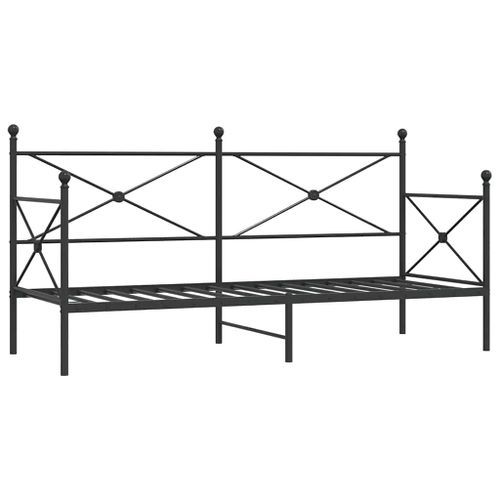 Lit de repos sans matelas noir 80x200 cm acier - Photo n°2; ?>