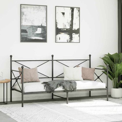 Lit de repos sans matelas noir 80x200 cm acier - Photo n°3; ?>