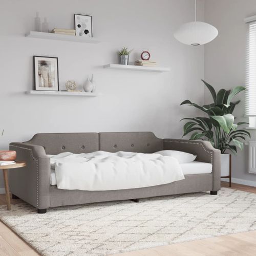 Lit de repos taupe 100x200 cm tissu - Photo n°2; ?>