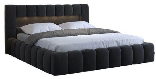 Lit design 160x200 cm avec coffre de rangement tapissé velours anthracite Luto - Photo n°2; ?>