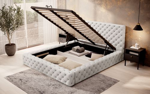 Lit Design Avec Tête De Lit Et Coffre De Rangement Capitonné Simili Cuir Blanc Prince 24 Lit design avec tête de lit et coffre de rangement capitonné simili cuir blanc Prince - Photo n°2; ?>