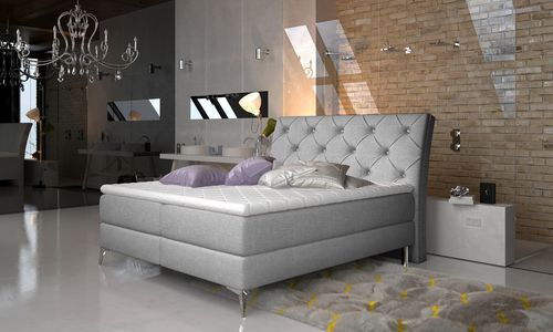 Lit Design Continental Avec Tête De Lit Capitonnée Strass Tissu Gris Clair Banky 22 Lit design continental avec tête de lit capitonnée strass tissu gris clair Banky - Photo n°2; ?>
