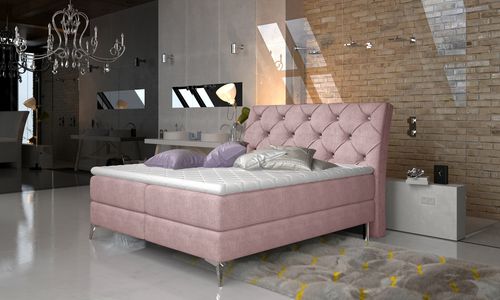 Lit Design Continental Avec Tête De Lit Capitonnée Strass Tissu Rose Banky 20 Lit design continental avec tête de lit capitonnée strass tissu rose Banky - Photo n°2; ?>