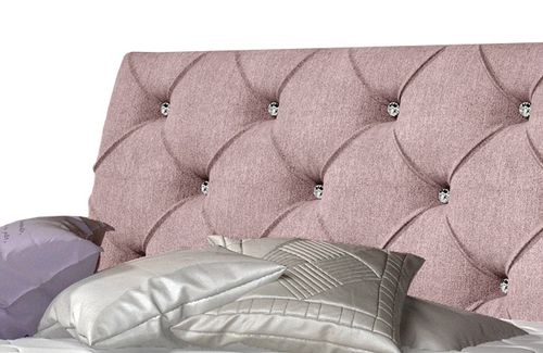 Lit Design Continental Avec Tête De Lit Capitonnée Strass Tissu Rose Banky 21 Lit design continental avec tête de lit capitonnée strass tissu rose Banky - Photo n°3; ?>