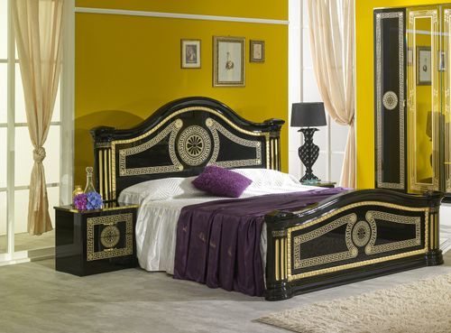 Lit design laqué noir et doré Savana 160x200 cm - Photo n°2; ?>