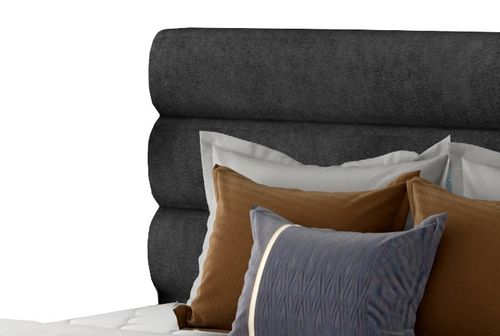 Lit design tissu anthracite avec coffre de rangement Klarina - Photo n°3; ?>