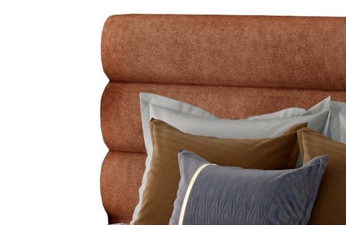 Lit design tissu rouge brique avec coffre de rangement Klarina - Photo n°3; ?>