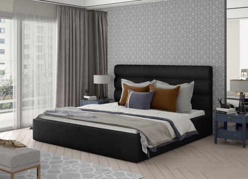 Lit Design Velours Noir Klarina 12 Lit design velours noir Klarina - Photo n°2; ?>