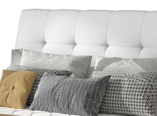 Lit double capitonné simili cuir blanc Klein - Photo n°3; ?>