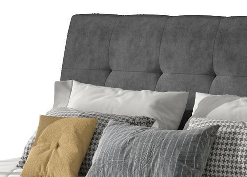 Lit double capitonné tissu anthracite Kevina - 4 tailles - Photo n°3; ?>