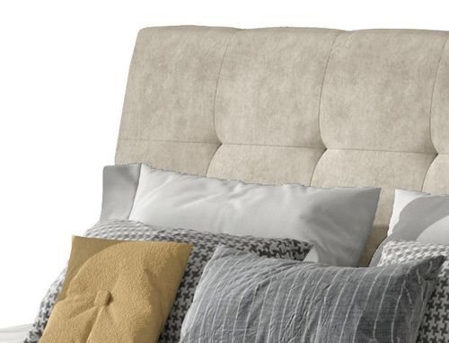 Lit double capitonné tissu beige clair Kevina - 4 tailles - Photo n°3; ?>