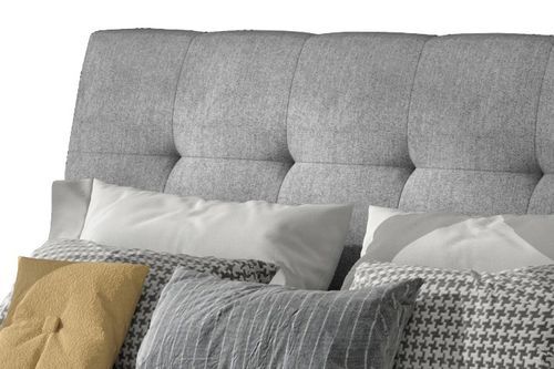 Lit double capitonné tissu doux gris Kevina - 4 tailles - Photo n°3; ?>