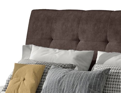 Lit double capitonné tissu doux marron Kevina - 4 tailles - Photo n°3; ?>