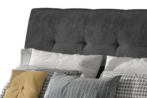 Lit double capitonné tissu gris foncé Kevina - 4 tailles - Photo n°3; ?>