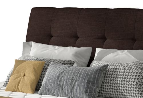 Lit double capitonné tissu marron Klein - 4 tailles - Photo n°3; ?>