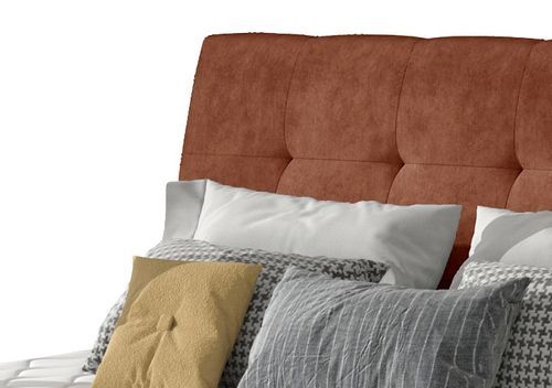 Lit double capitonné tissu rouge brique Kevina - 4 tailles - Photo n°3; ?>