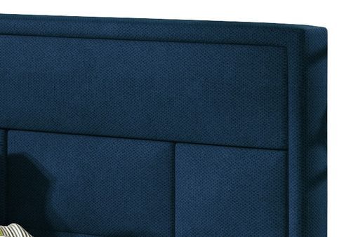 Lit double velours bleu tête de lit capitonnée Lenzo - 4 tailles - Photo n°3; ?>